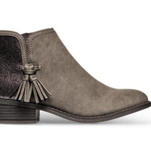 Serra Ankle Boots Grey with Tassels and Shiny Sparkle Back